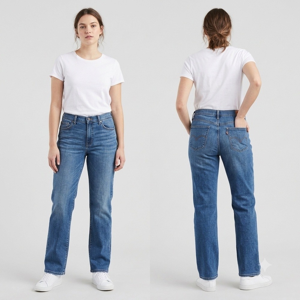 Levis 505 Straight Leg Women 14M Blue Medium Wash Mid Rise Jeans 15505-0081